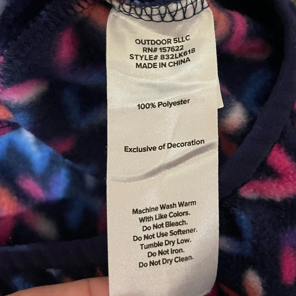 Girl’s Eddie Bauer multicolor fleece geometric print 1/4 Zip Pullover Lg 14/16